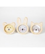 Cat / Bear / Bunny Face Rustic Wood Photo Frame